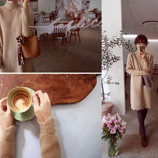Scallop-edge Rib-knit Dress
