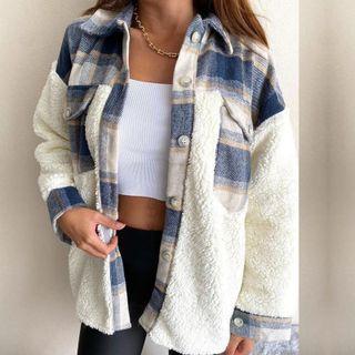 Pattern Panel Button-up Jacket