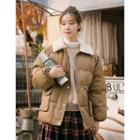 Faux-fur Collar Padded Jacket Brown - One Size