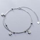 925 Sterling Silver Crown Layered Anklet S925 Silver - Silver - One Size