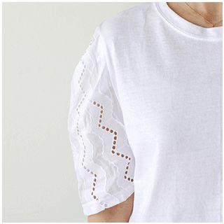 Perforated-sleeve Cotton Top