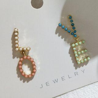 Acrylic Bead Love Lettering Dangle Earring 1 Pair - 925 Silver - One Size