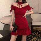 Short-sleeve Frill-trim Mini Dress As Shown In Figure - One Size