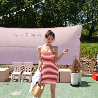 Spaghetti-strap Stripe Bodycon Minidress