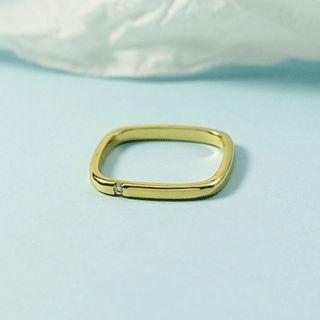 Alloy Rhinestone Square Ring