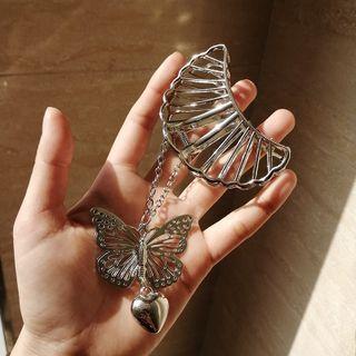 Butterfly Hollow Sector Hair Claw Clip Silver - One Size