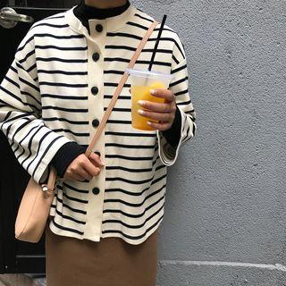 Striped Crewneck Cardigan