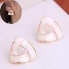 Geometry Stud Earring 1 Pair - White & Gold - One Size