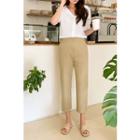 Linen Blend Relaxed-fit Pants Beige - One Size