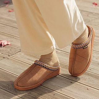 Stitched Faux-fur Lined Snow Slippers