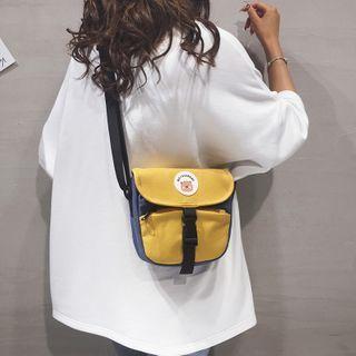Cartoon Applique Canvas Crossbody Bag