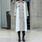 Double Breasted Pleated Panel Trench Coat
