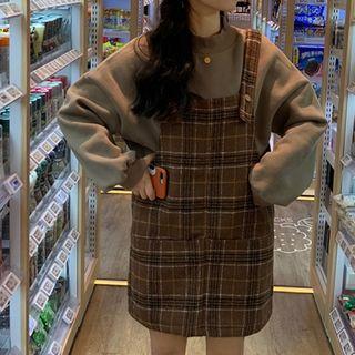 Plain Hoodies / Plaid Jumper Dress