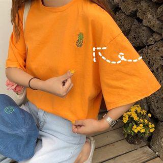 Embroidered Pineapple Short-sleeve T-shirt