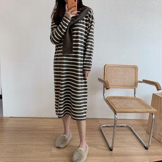 Mock Two Piece Striped Sweater Dress