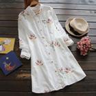 Floral Embroidered Long Shirt