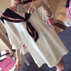3/4-sleeve Sailor Collar A-line Dress