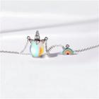 Unicorn Faux Crystal Pendant Sterling Silver Necklace