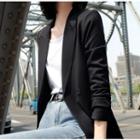 Plain Long-sleeve T-shirt / Double-breasted Blazer / Set
