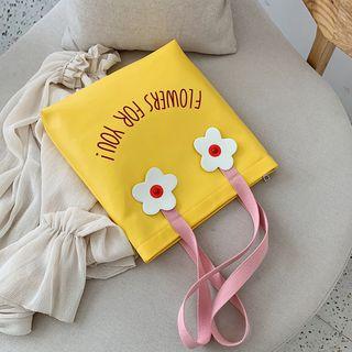 Letter Flower Detail Tote Bag
