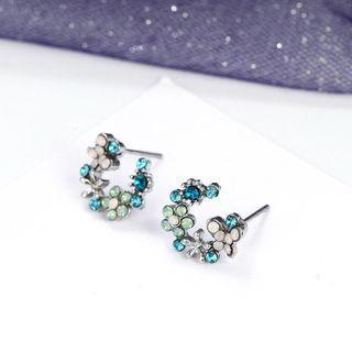 Flower Glaze Earring 1 Pair - Silver - One Size
