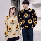 Couple-matching Flower Jacquard Sweater