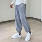 Fleece-lined Corduroy Drawstring-cuff Pants
