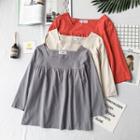 Elbow-sleeve Square Neck Top