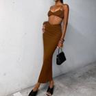Set: Bralette + High Waist Midi Fitted Skirt