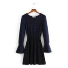 Striped Flared-sleeve Mini A-line Dress
