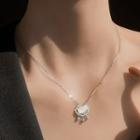 Lock Gemstone Pendant Sterling Silver Necklace White - One Size