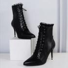 Kitten-heel Lace-up Short Boots