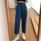 High Waist Cropped Straight Leg Jeans