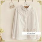 Rounded Collar Lace Panel Blouse
