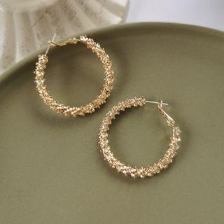 Alloy Open Hoop Earring 1 Pair - S925 Silver - As Shown In Figure - One Size