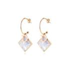 Fashion Personality Plated Rose Gold English Alphabet D Geometric Diamond Fritillary 316l Stainless Steel Earrings Rose Gold - One Size