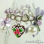 Mini Heart Cake Crystal Purple Pearl Bracelet