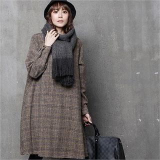 Glen Plaid Wool Blend Polo Dress