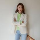 Single-breasted Textured Blazer Ivory - One Size