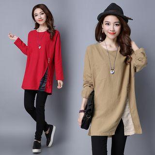 Panel Slit Long-sleeve Top
