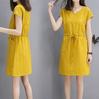 Drawstring Short-sleeve Dress