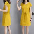 Drawstring Short-sleeve Dress