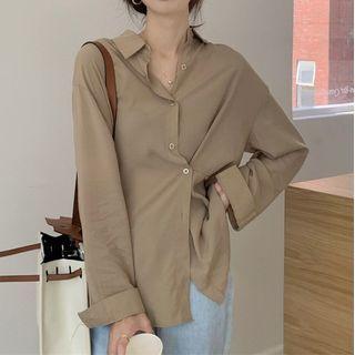 Asymmetrical Button Long-sleeve Shirt