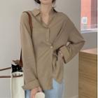 Asymmetrical Button Long-sleeve Shirt