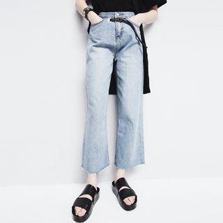 Belted-accent Straight-fit Jeans