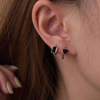 Heart / Rectangle Hoop Earring