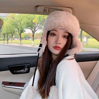 Fluffy Panel Knit Trapper Hat