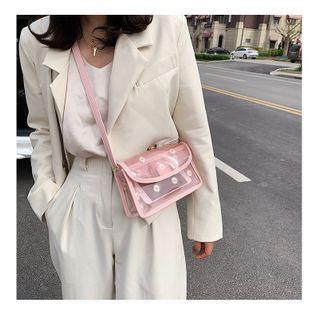 Floral Embroidered Transparent Crossbody Bag