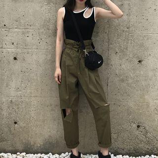 Sleeveless Cut Out Top White - One Size