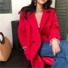 Double-breasted Long Coat Red - One Size